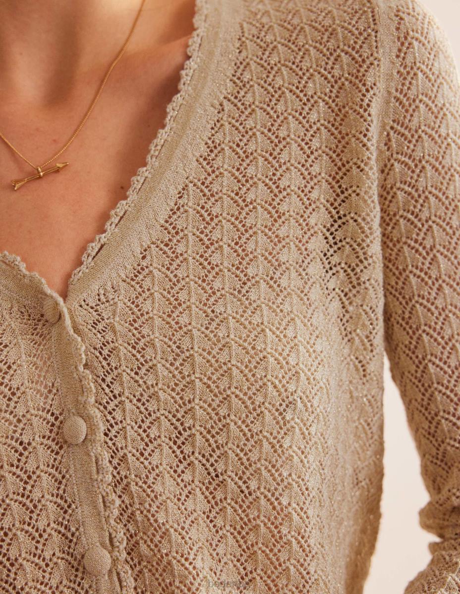 облекло Boden изрязана жилетка тип pointelle златен блясък Жени LL681664