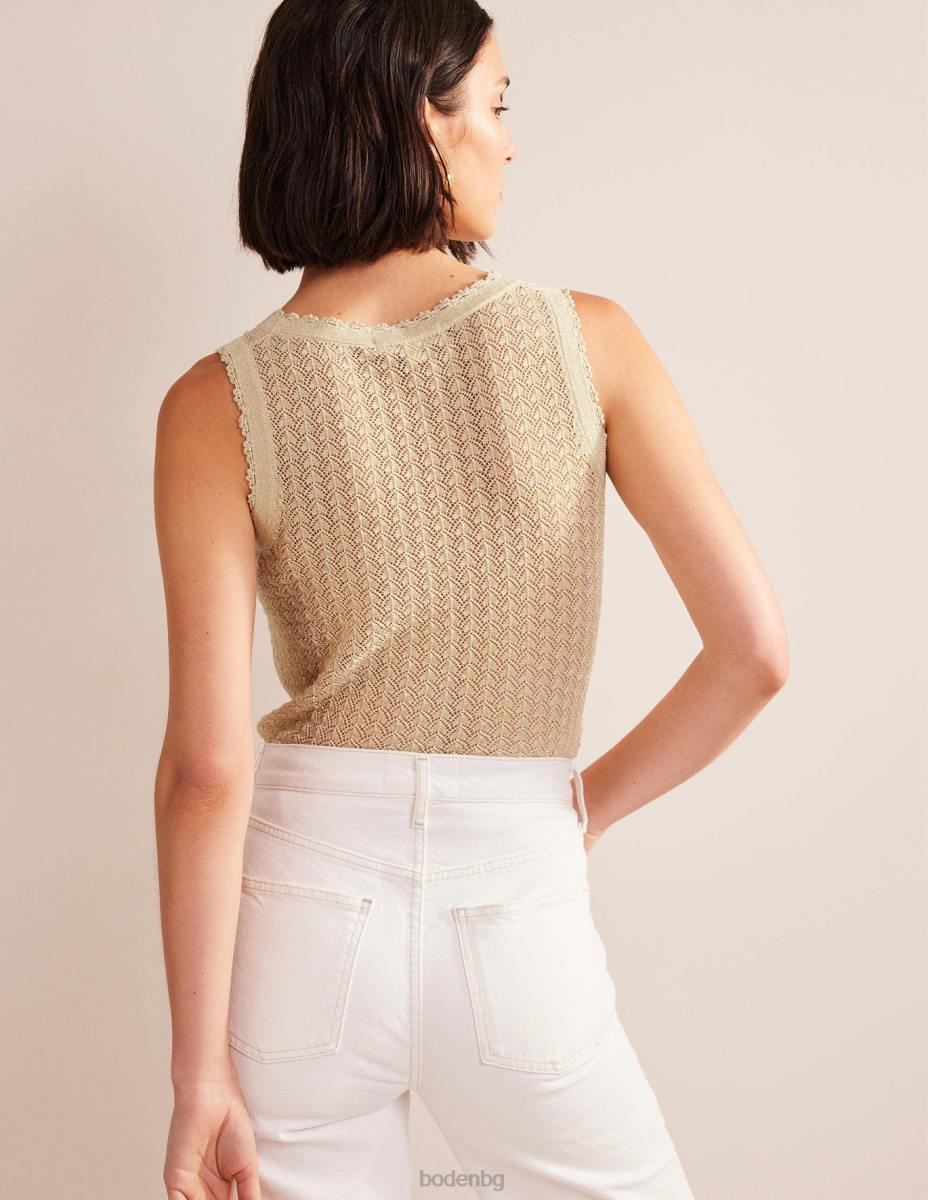 облекло Boden pointelle плетен резервоар златен блясък Жени LL681896