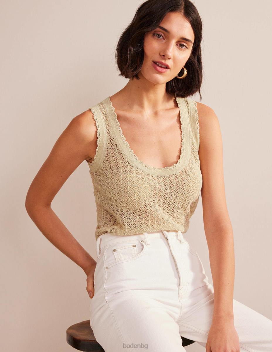 облекло Boden pointelle плетен резервоар златен блясък Жени LL681896