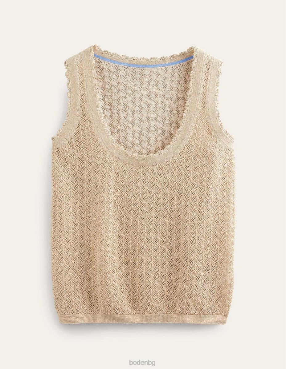 облекло Boden pointelle плетен резервоар златен блясък Жени LL681896