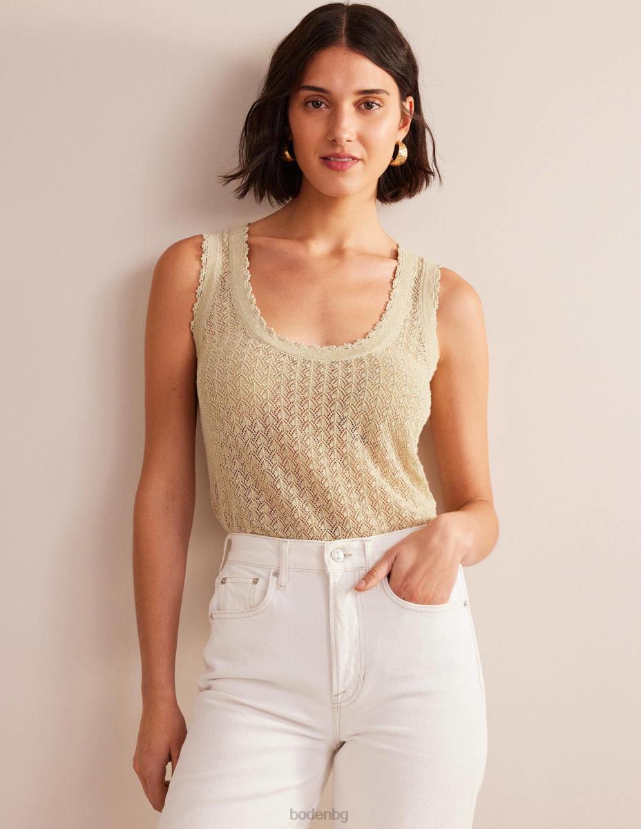 облекло Boden pointelle плетен резервоар златен блясък Жени LL681896
