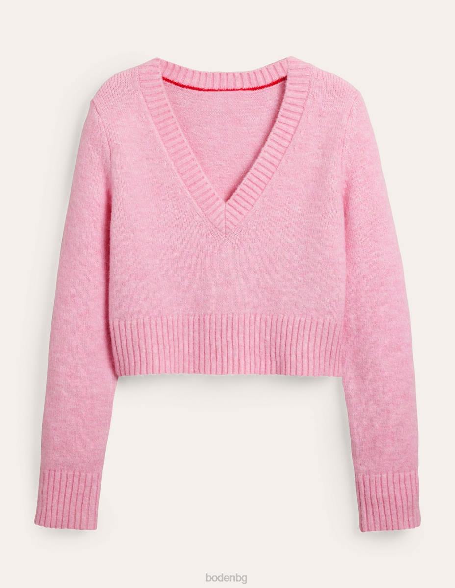 облекло Boden пухкав изрязан пуловер с v-образно деколте камея розово Жени LL681743