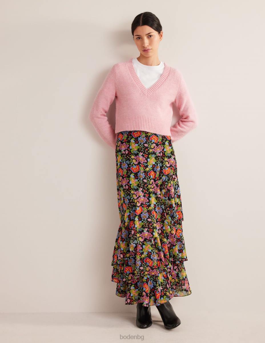 облекло Boden пухкав изрязан пуловер с v-образно деколте камея розово Жени LL681743