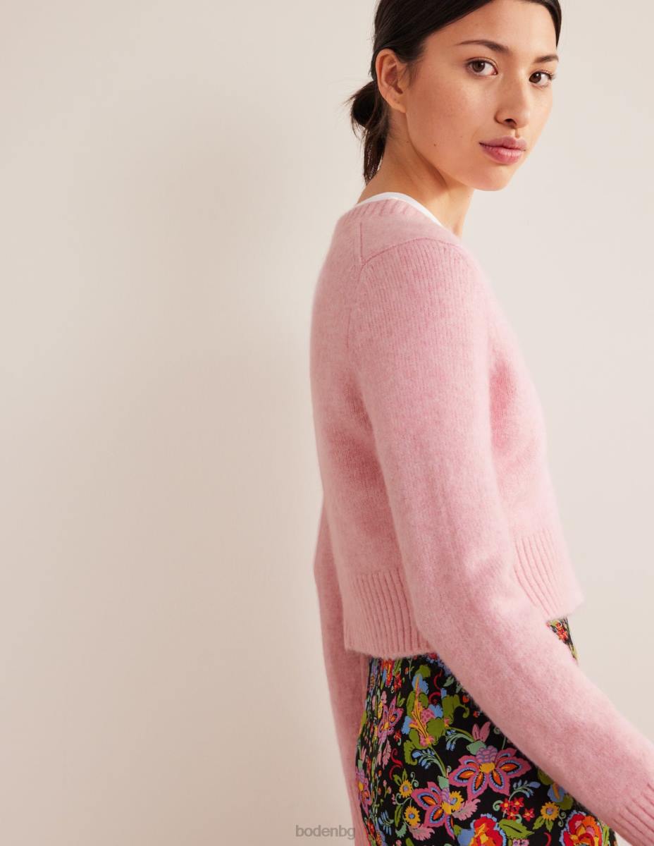 облекло Boden пухкав изрязан пуловер с v-образно деколте камея розово Жени LL681743