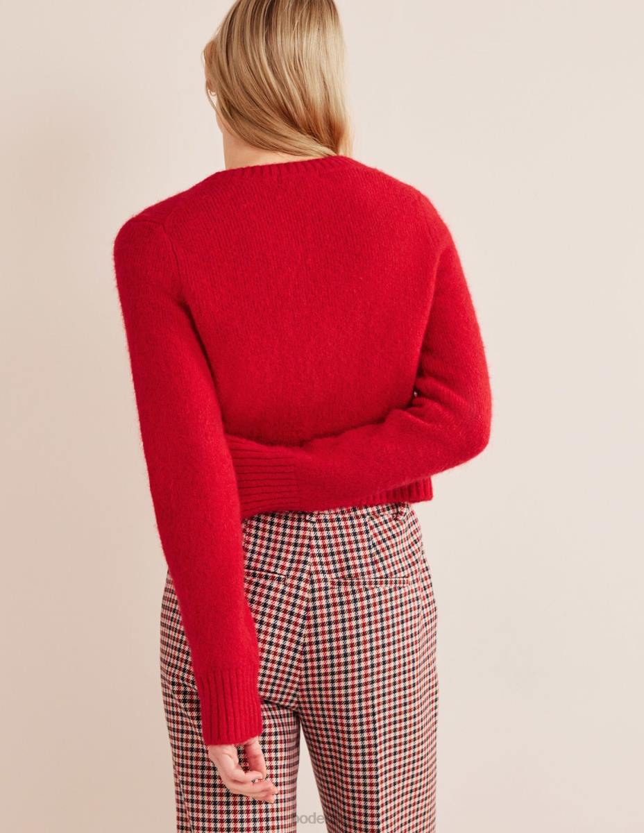 облекло Boden пухкав изрязан пуловер с v-образно деколте пурпурен Жени LL681830