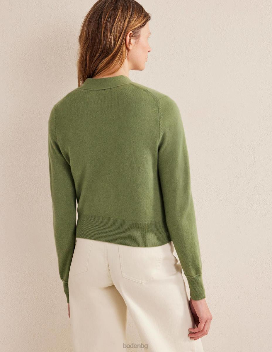 облекло Boden кашмирена жилетка с v-образно деколте каменно зелено Жени LL681838