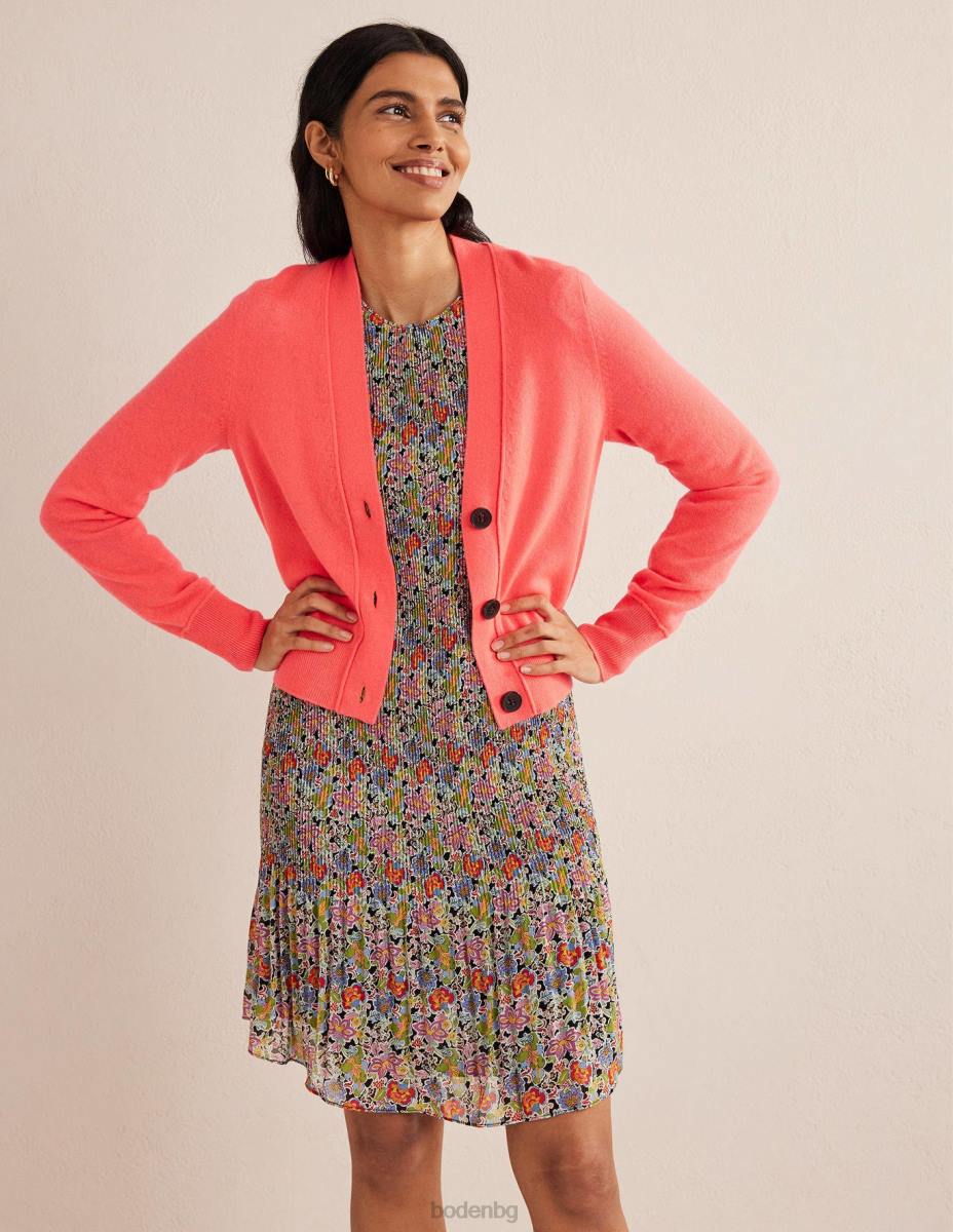 облекло Boden кашмирена жилетка с v-образно деколте ярка диня Жени LL681983