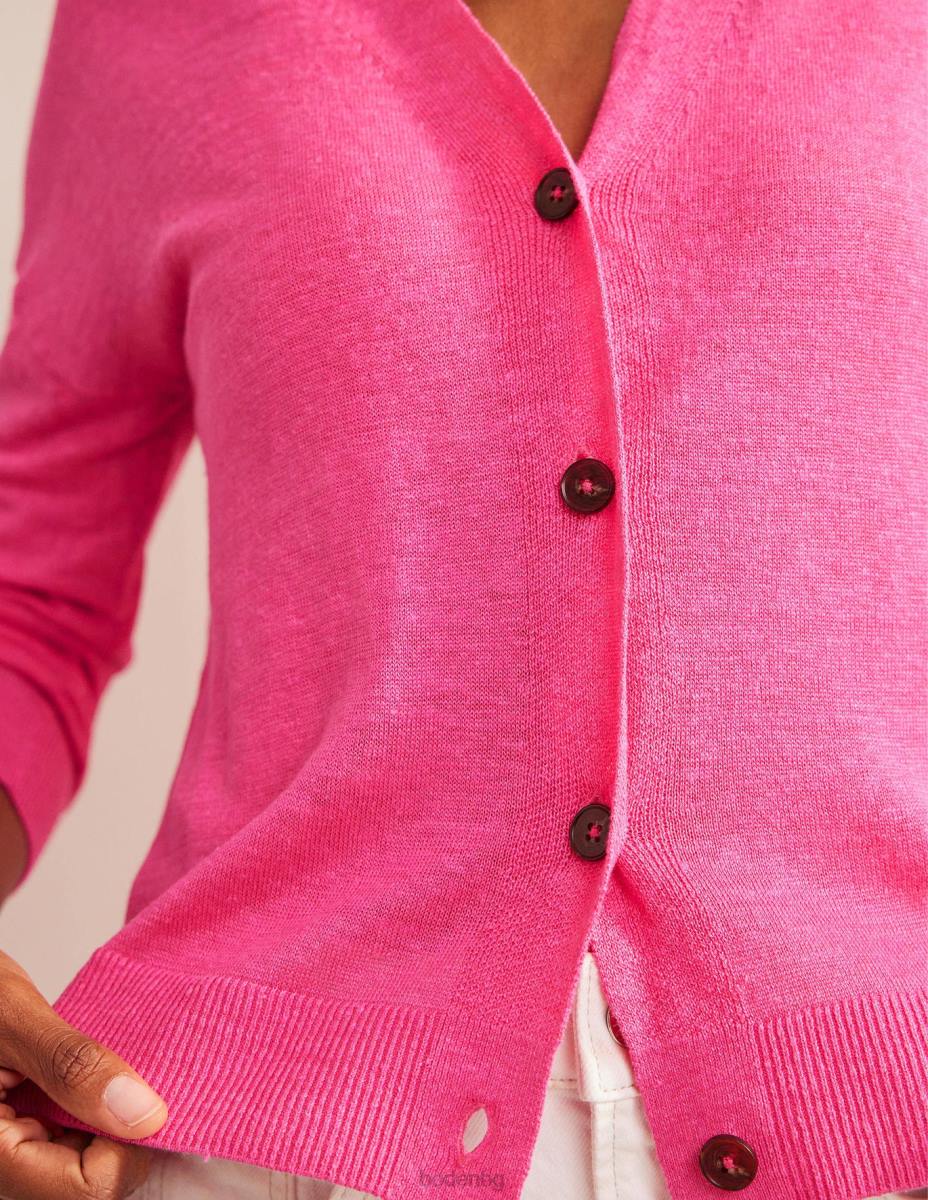 облекло Boden ленена жилетка с v-образно деколте фестивално розово Жени LL682004