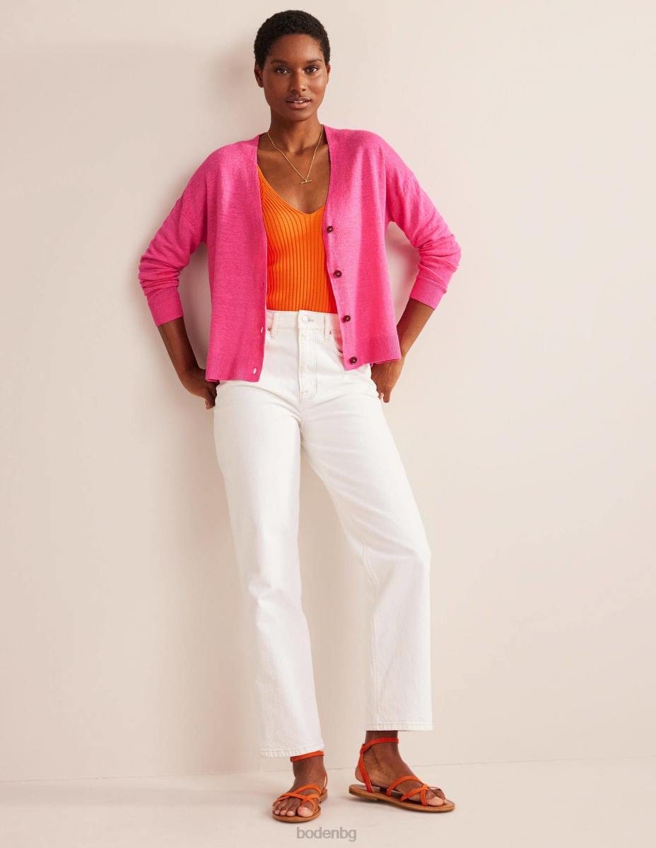 облекло Boden ленена жилетка с v-образно деколте фестивално розово Жени LL682004