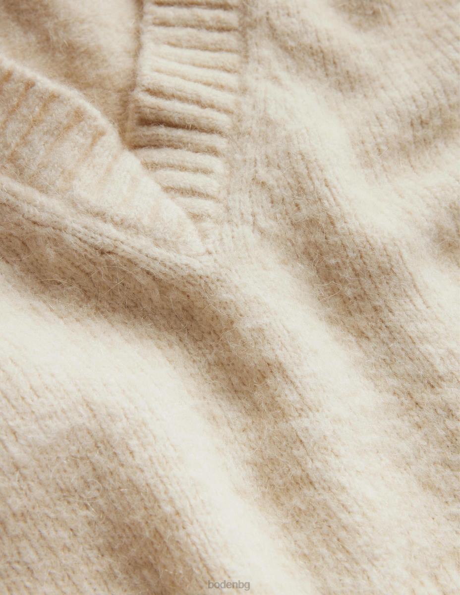 облекло Boden пухкав изрязан пуловер с v-образно деколте въже Жени LL682074