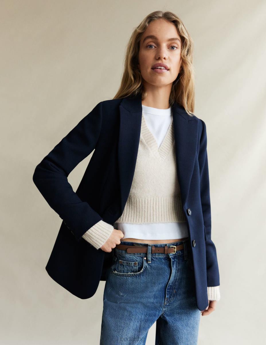 облекло Boden пухкав изрязан пуловер с v-образно деколте въже Жени LL682074