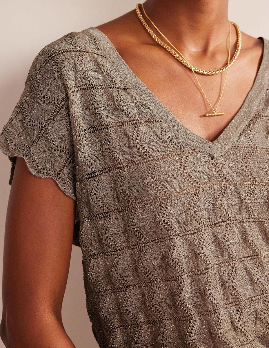 облекло Boden трикотажен плажен топ с v-образно деколте метален камък Жени LL68615