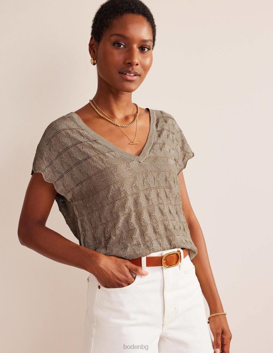 облекло Boden трикотажен плажен топ с v-образно деколте метален камък Жени LL68615