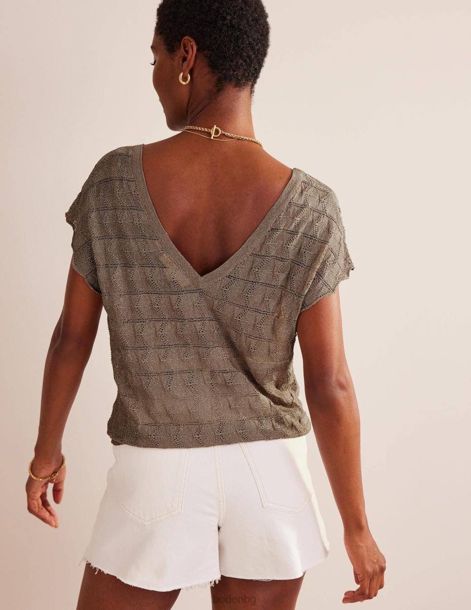 облекло Boden трикотажен плажен топ с v-образно деколте метален камък Жени LL68615