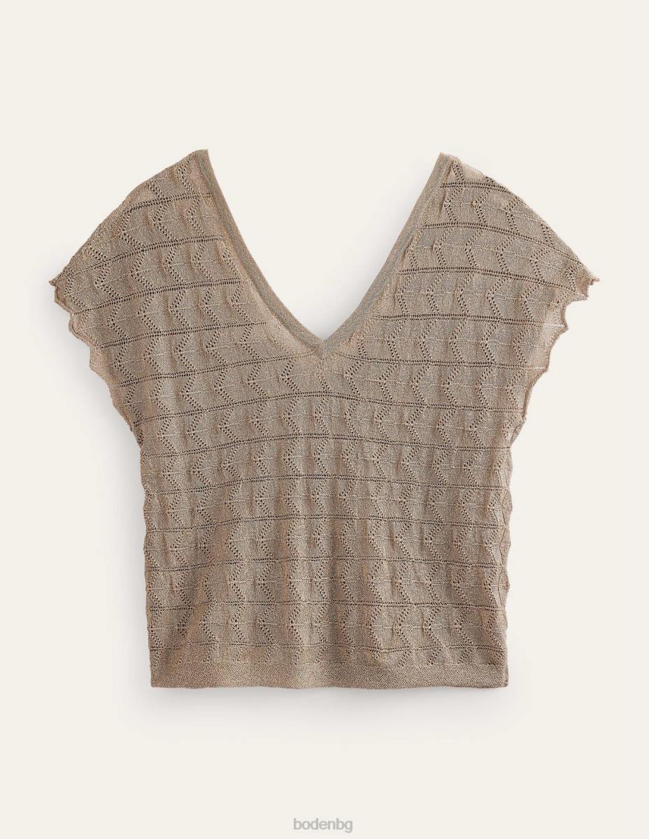 облекло Boden трикотажен плажен топ с v-образно деколте метален камък Жени LL68615