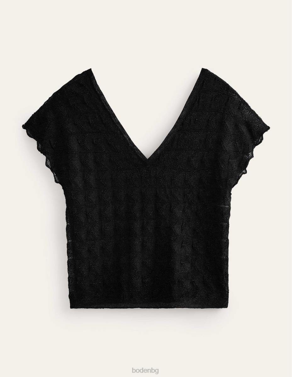 облекло Boden трикотажен плажен топ с v-образно деколте черен металик Жени LL68626