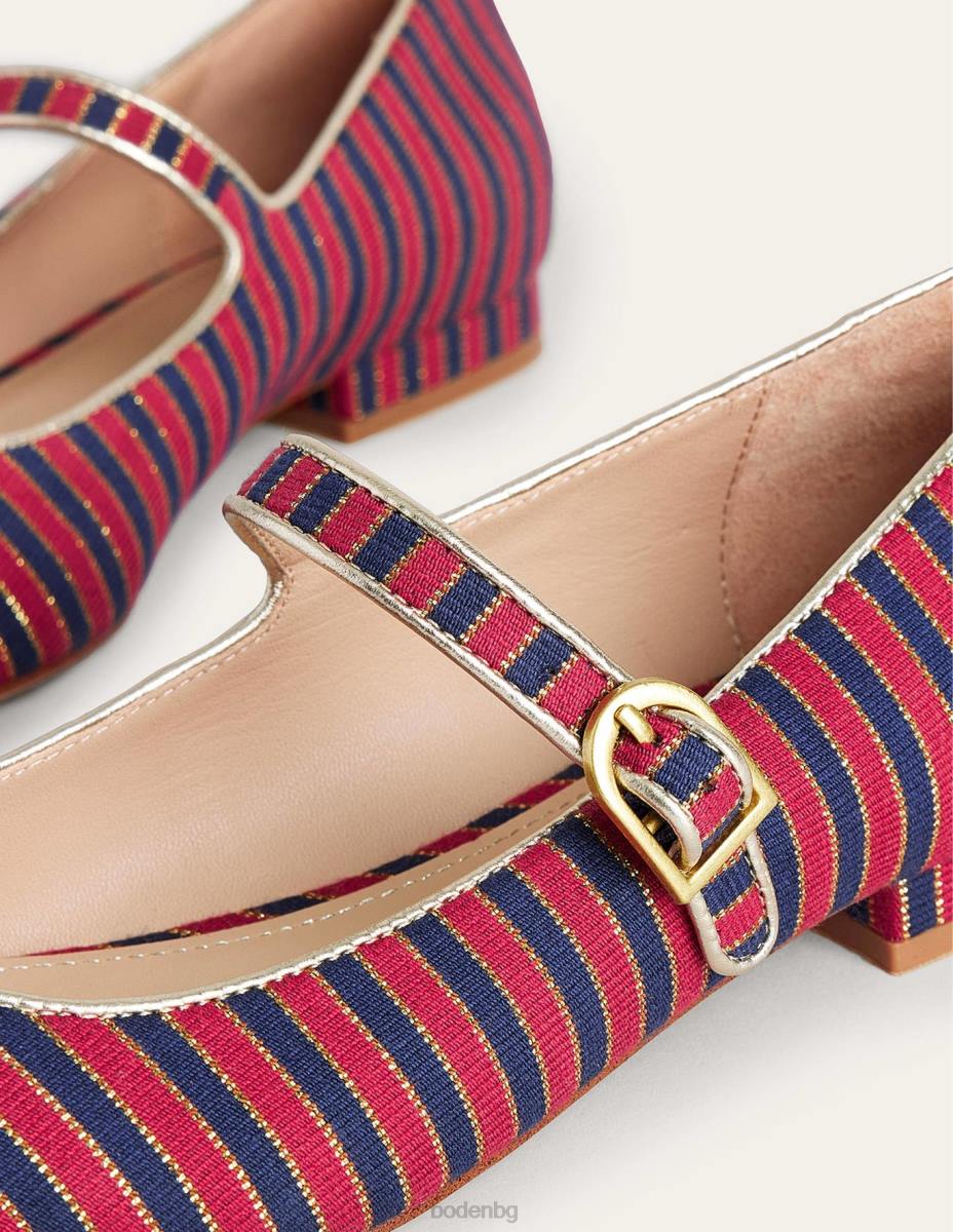 обувки Boden обувки с остър връх мери джейн червено/морско райе Жени LL682329