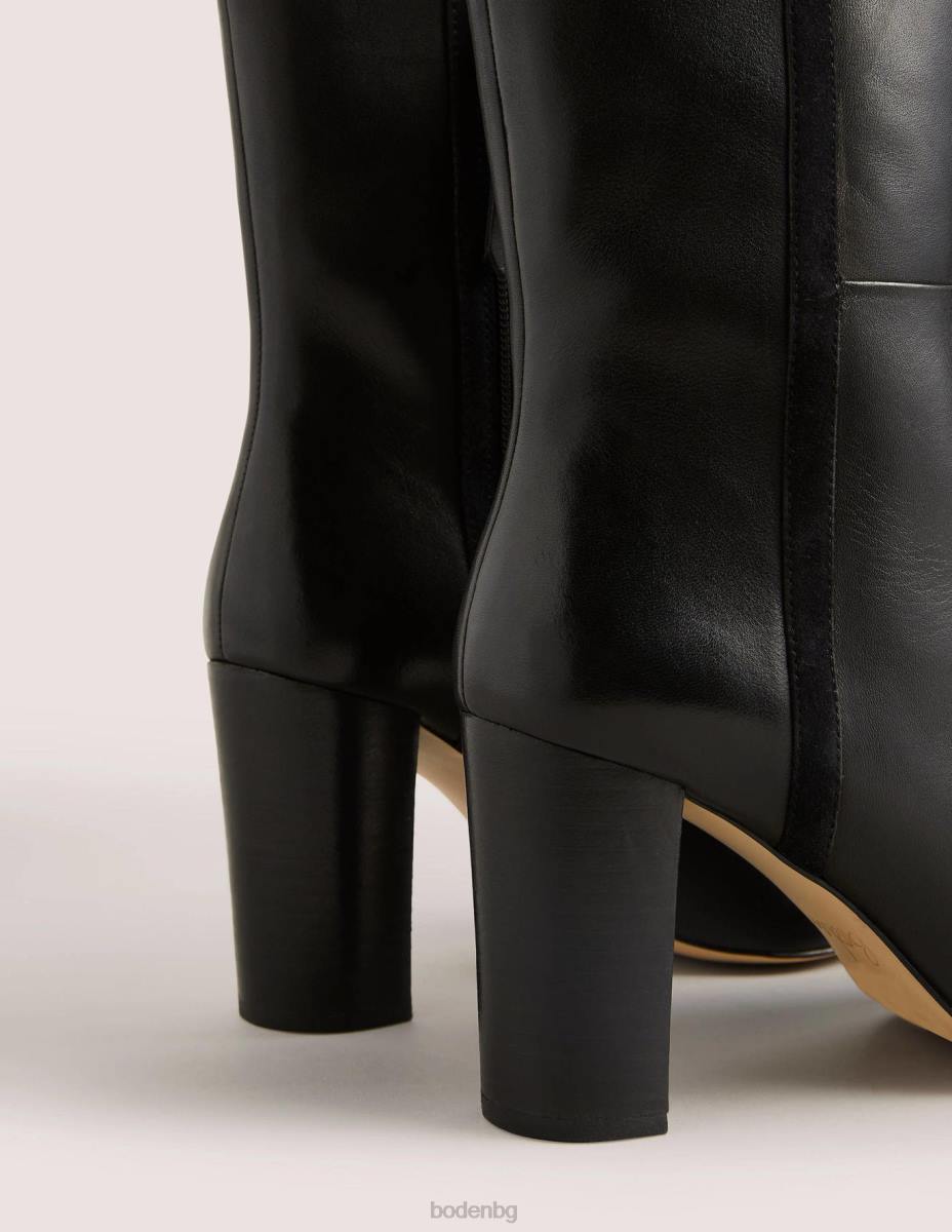 обувки Boden кожени боти до глезена черен Жени LL682344