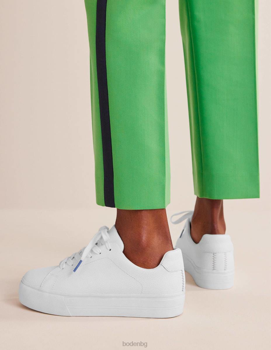 обувки Boden кецове с плоска форма бяла изтъркана кожа Жени LL68686