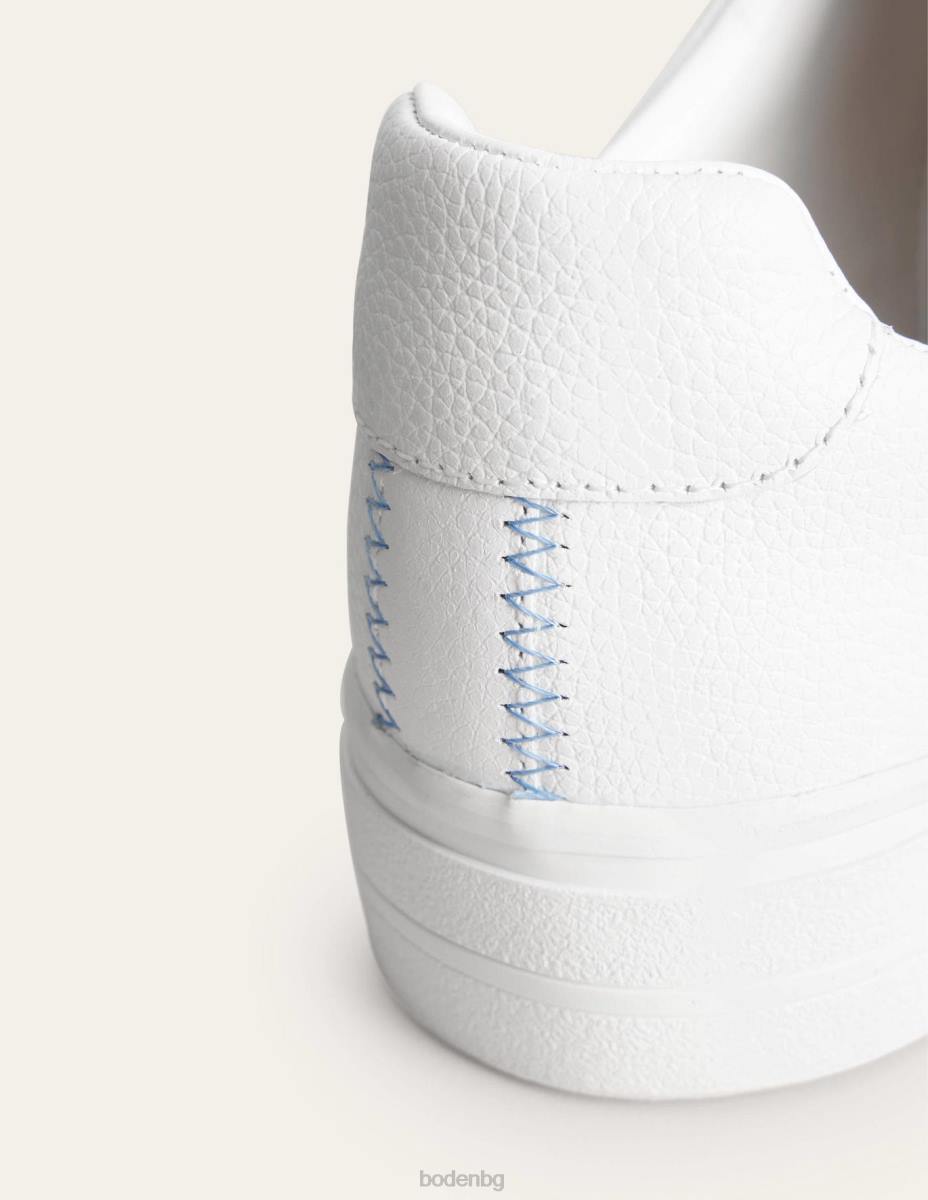 обувки Boden кецове с плоска форма бяла изтъркана кожа Жени LL68686