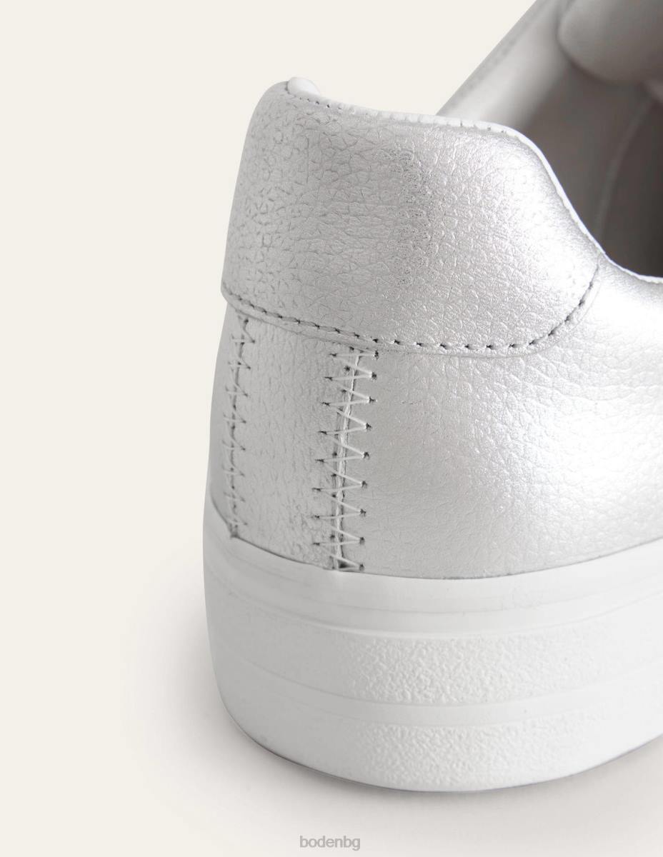 обувки Boden кецове с плоска форма сребърна струпана кожа Жени LL68687