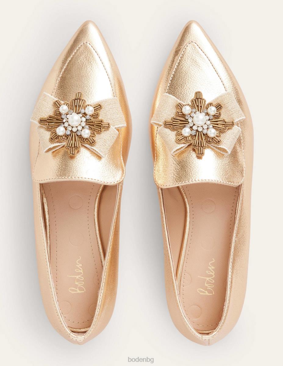 обувки Boden украсени заострени мокасини злато Жени LL682315