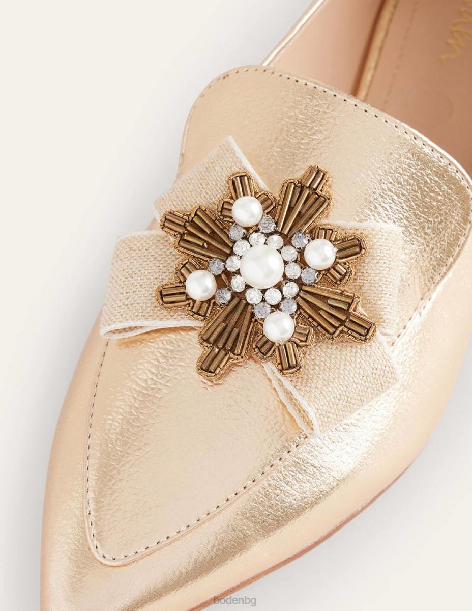 обувки Boden украсени заострени мокасини злато Жени LL682315