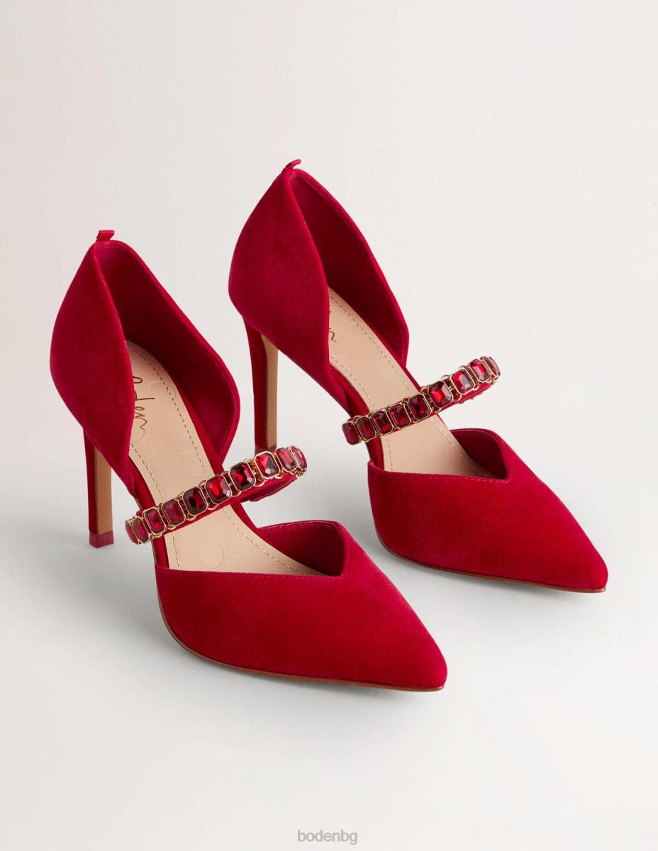 обувки Boden кортове с ток с червена кристална каишка коледна звезда Жени LL682384