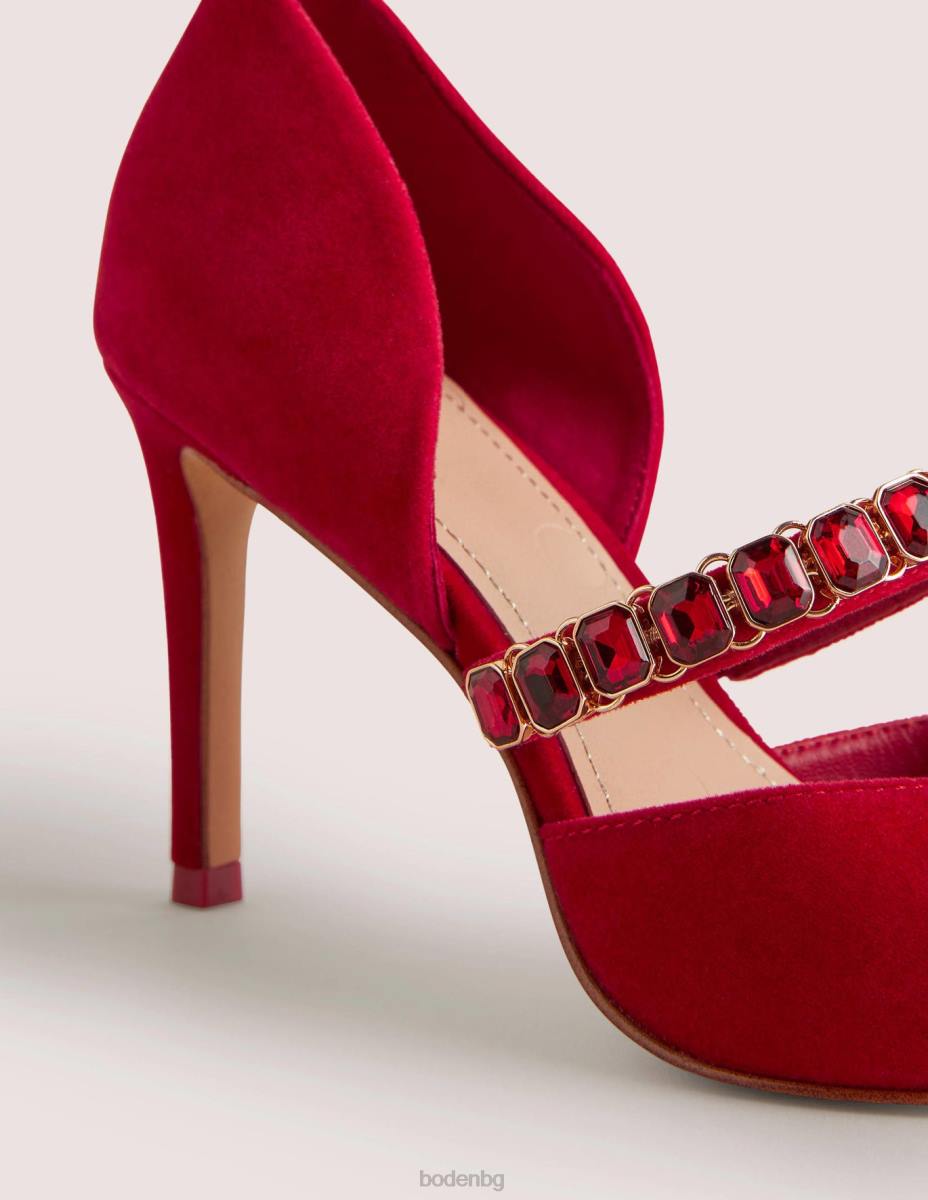 обувки Boden кортове с ток с червена кристална каишка коледна звезда Жени LL682384