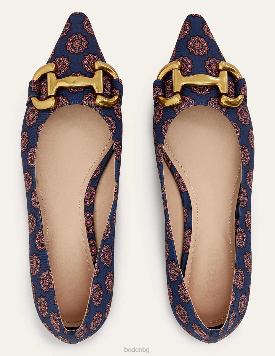 обувки Boden балетни обувки с тапицерия френски флот и слънчоглед гео Жени LL682295