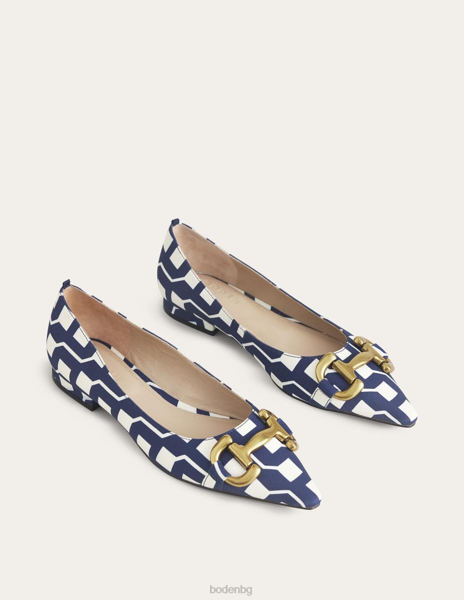 обувки Boden балетни обувки с тапицерия френски флот и куб гео Жени LL682378