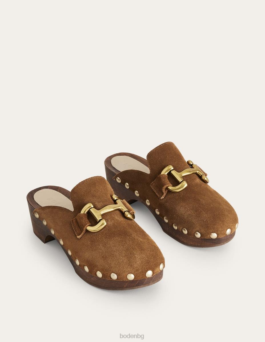 обувки Boden сабо с токчета ирис златисто кафяв велур Жени LL68724