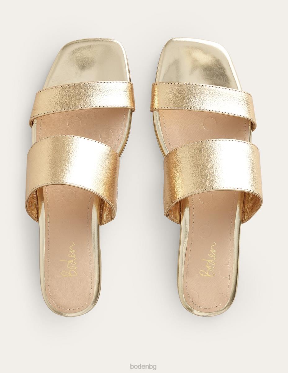 обувки Boden сандали с две каишки златиста метална изтъркана кожа Жени LL682291