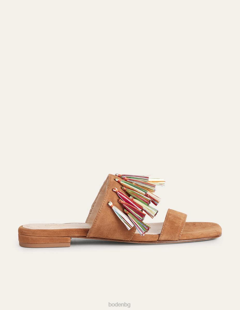 обувки Boden велурени сандали с пискюли джинджифил Жени LL682339