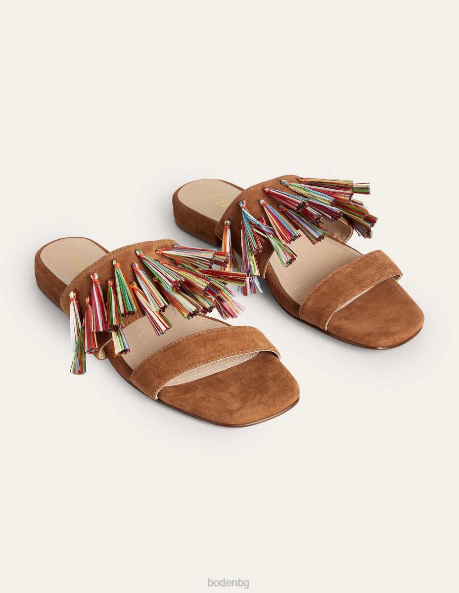 обувки Boden велурени сандали с пискюли джинджифил Жени LL682339