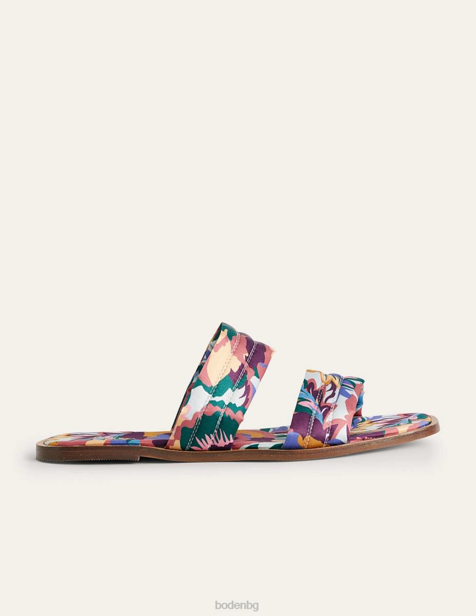 обувки Boden сатенени плъзгащи се сандали с принт мулти & абстрактна роза Жени LL682356