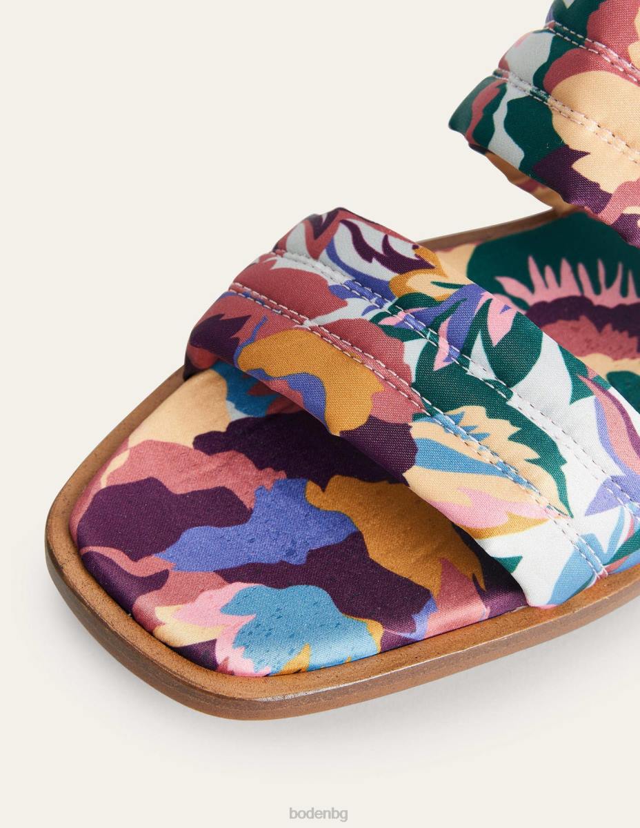 обувки Boden сатенени плъзгащи се сандали с принт мулти & абстрактна роза Жени LL682356