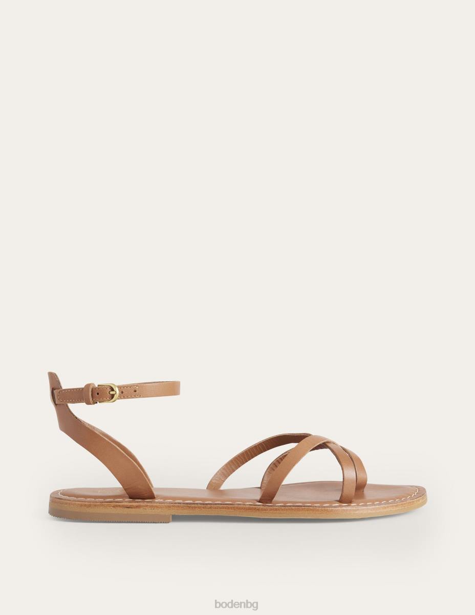 обувки Boden лесен плосък сандал кафява кожа Жени LL682382