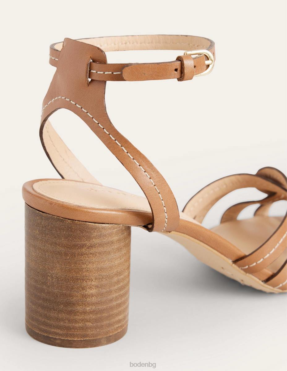 обувки Boden сандали с ток с много каишки кафява кожа Жени LL682602