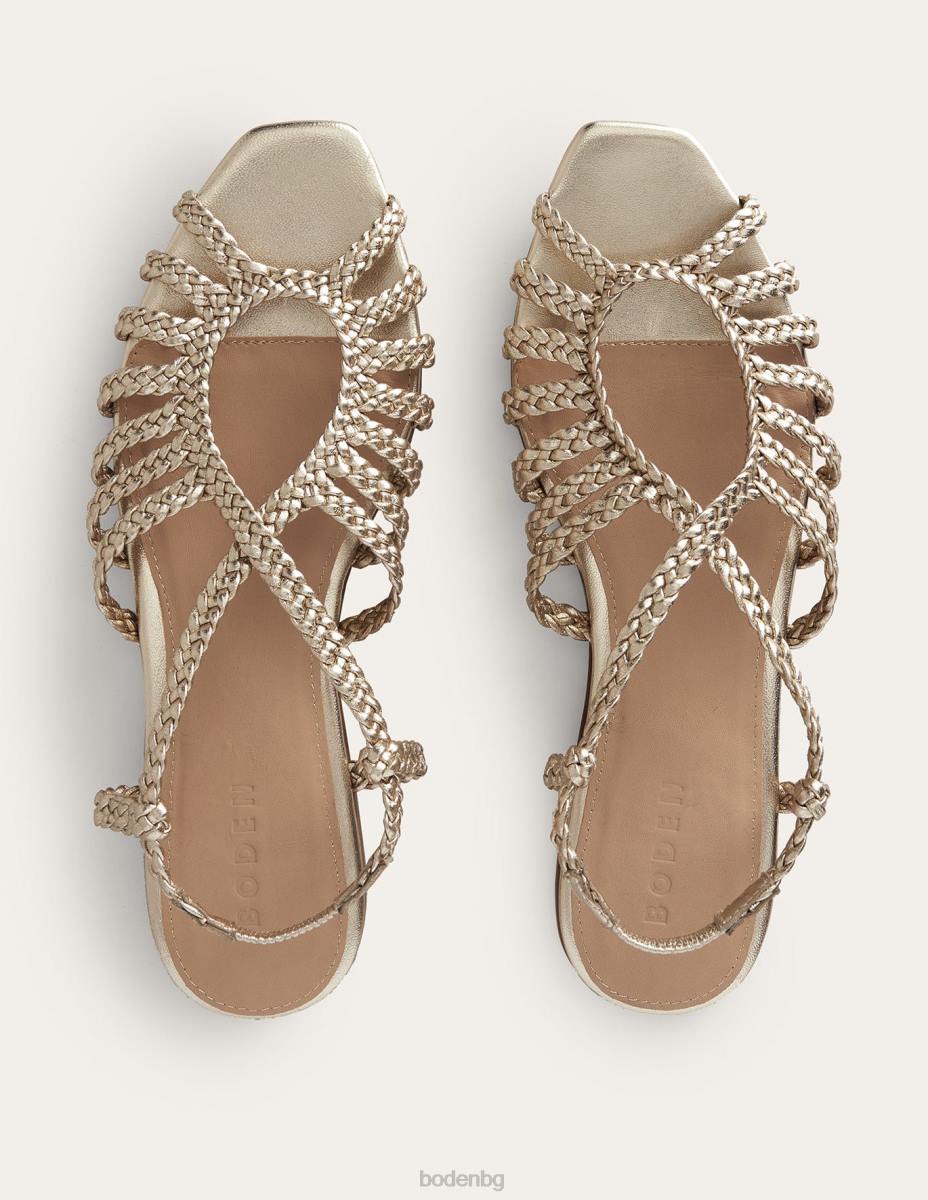 обувки Boden плетени плоски сандали с много каишки злато Жени LL68688