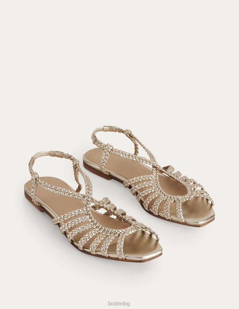 обувки Boden плетени плоски сандали с много каишки злато Жени LL68688