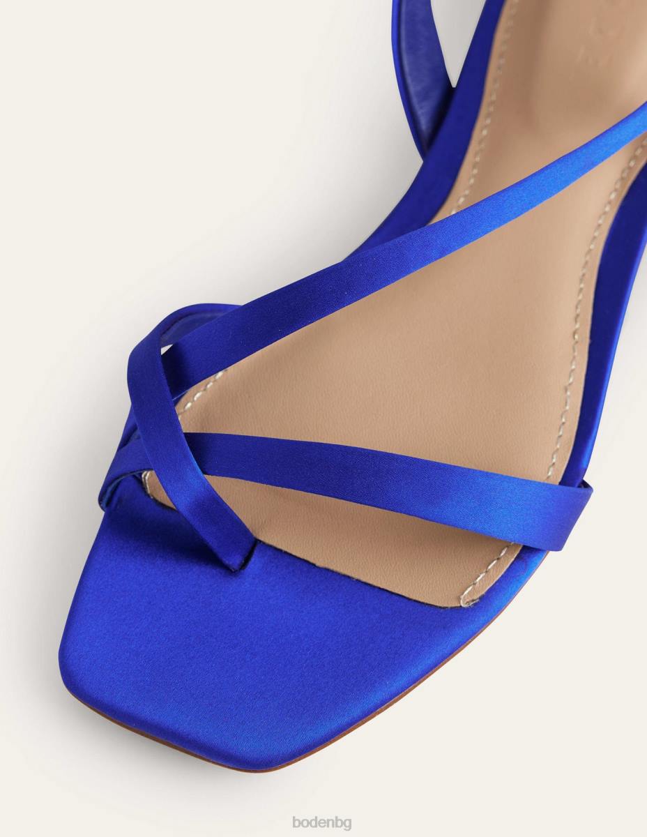 обувки Boden сатенени плоски сандали с халки ярко син сатен Жени LL68695