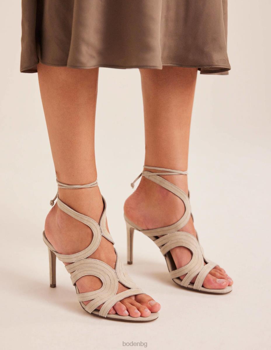 обувки Boden изрязани сандали на ток овесена каша велур Жени LL68698