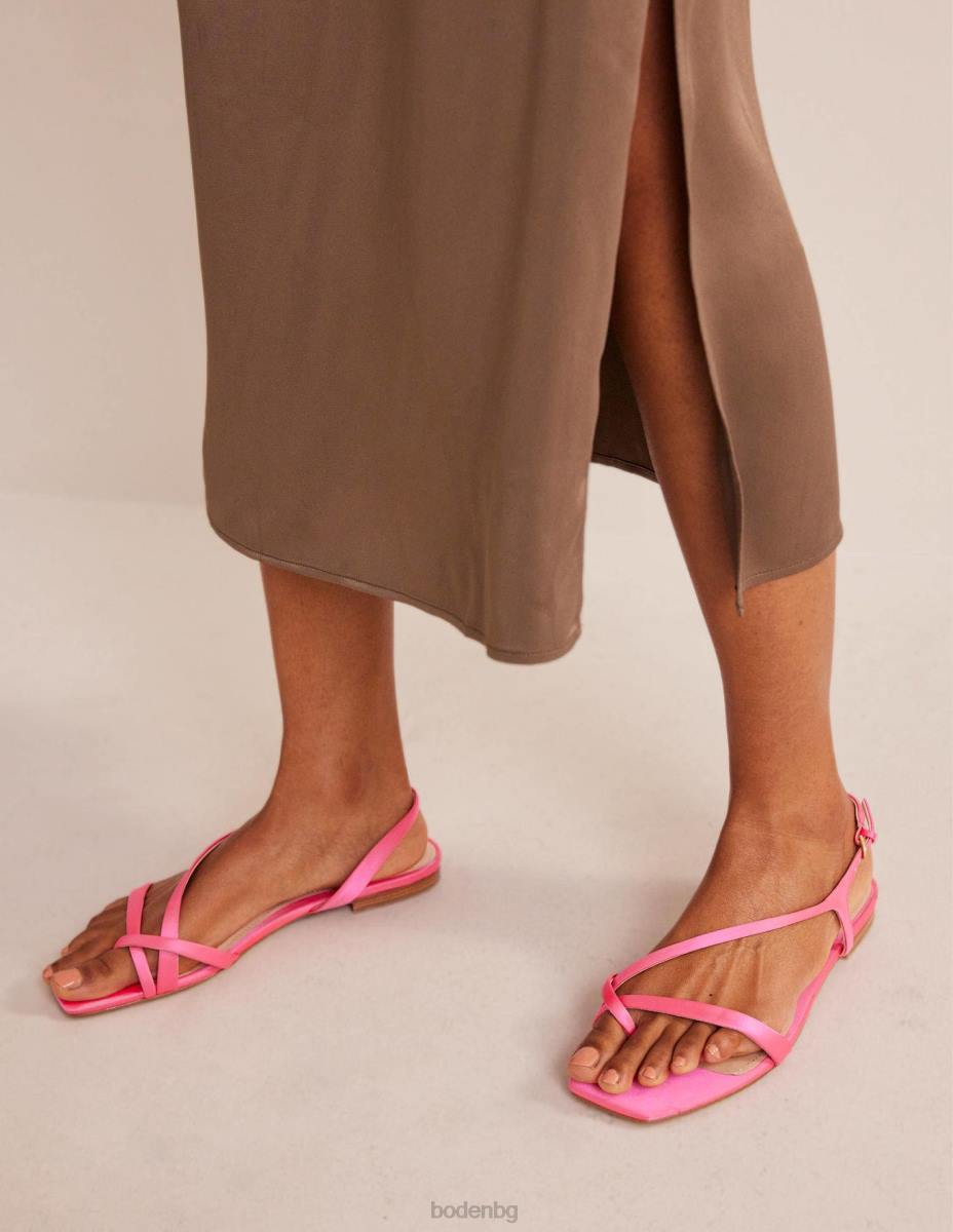 обувки Boden сатенени плоски сандали с халки фестивален розов сатен Жени LL68700