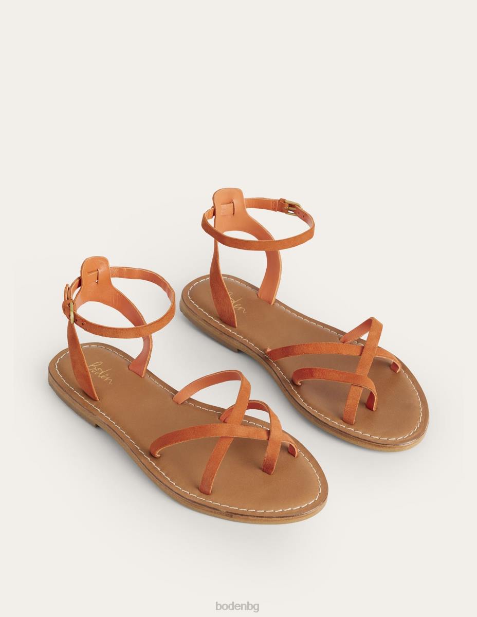 обувки Boden лесен плосък сандал vermillon червен велур Жени LL682326