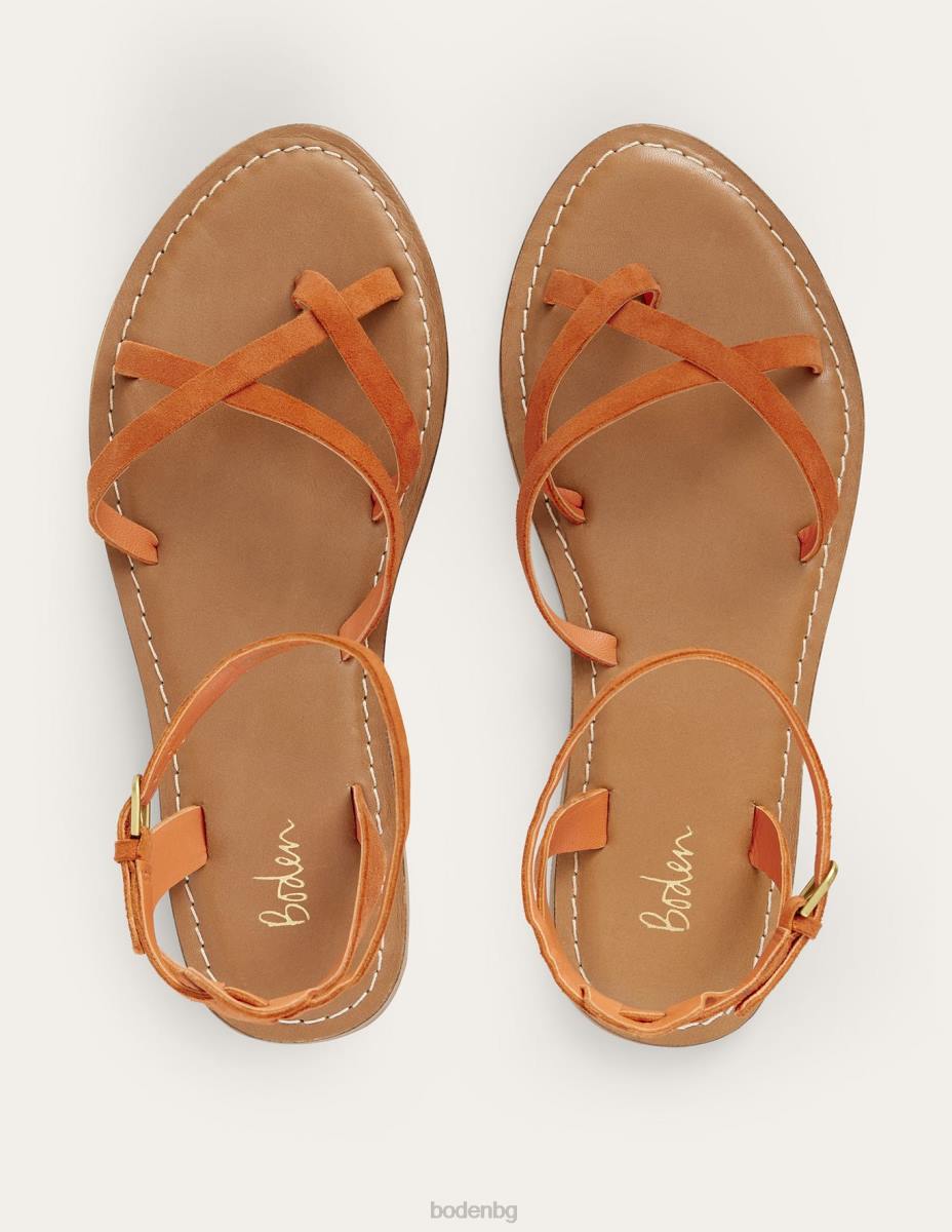 обувки Boden лесен плосък сандал vermillon червен велур Жени LL682326