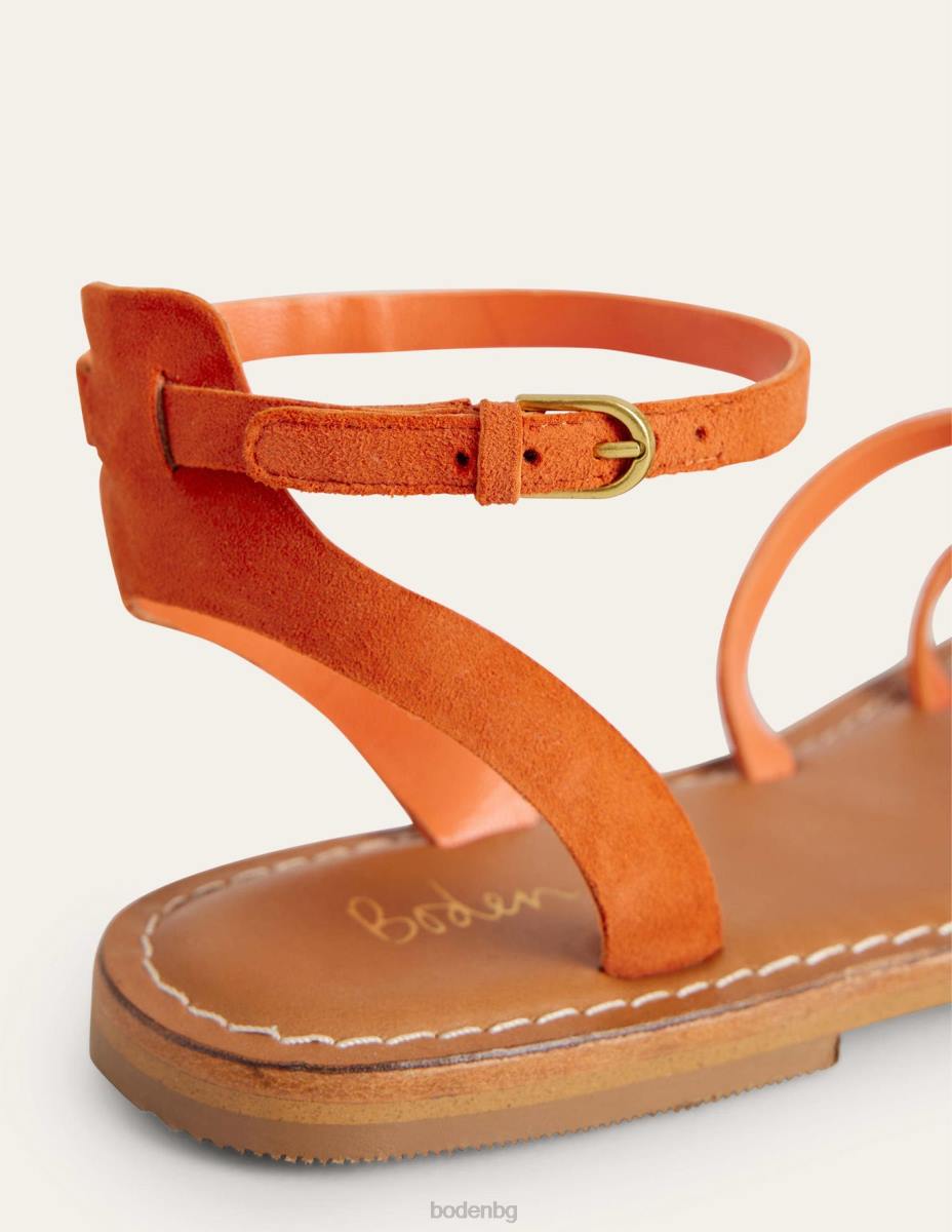 обувки Boden лесен плосък сандал vermillon червен велур Жени LL682326