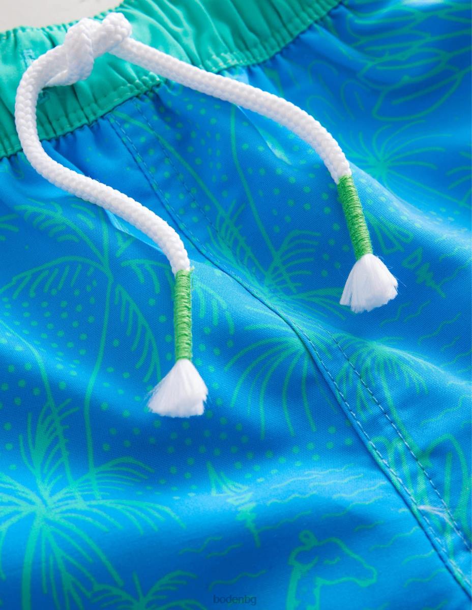 облекло Boden бански шорти мароканска синя островна палма бебе LL683317