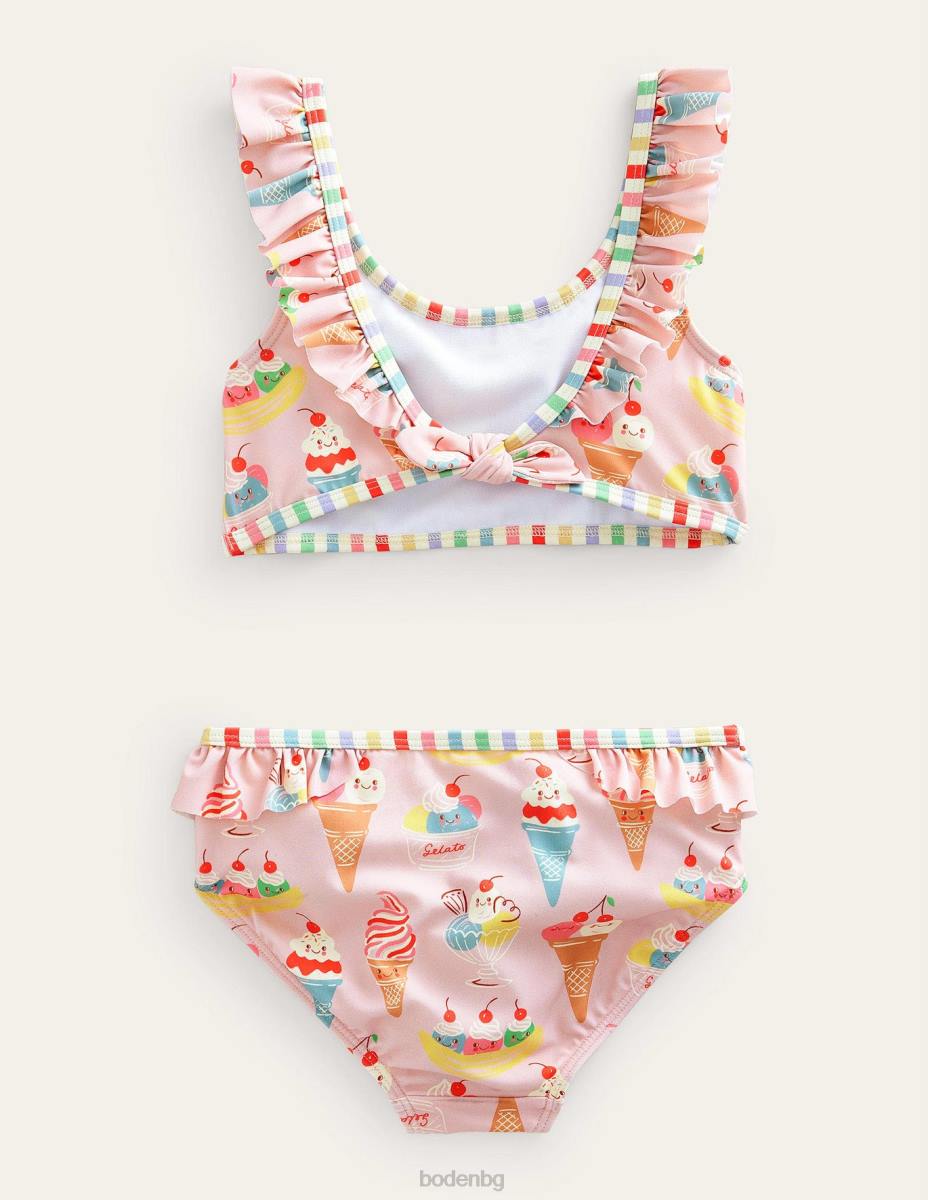облекло Boden вратовръзка назад бикини с волани френски розов и малък сладолед бебе LL683375