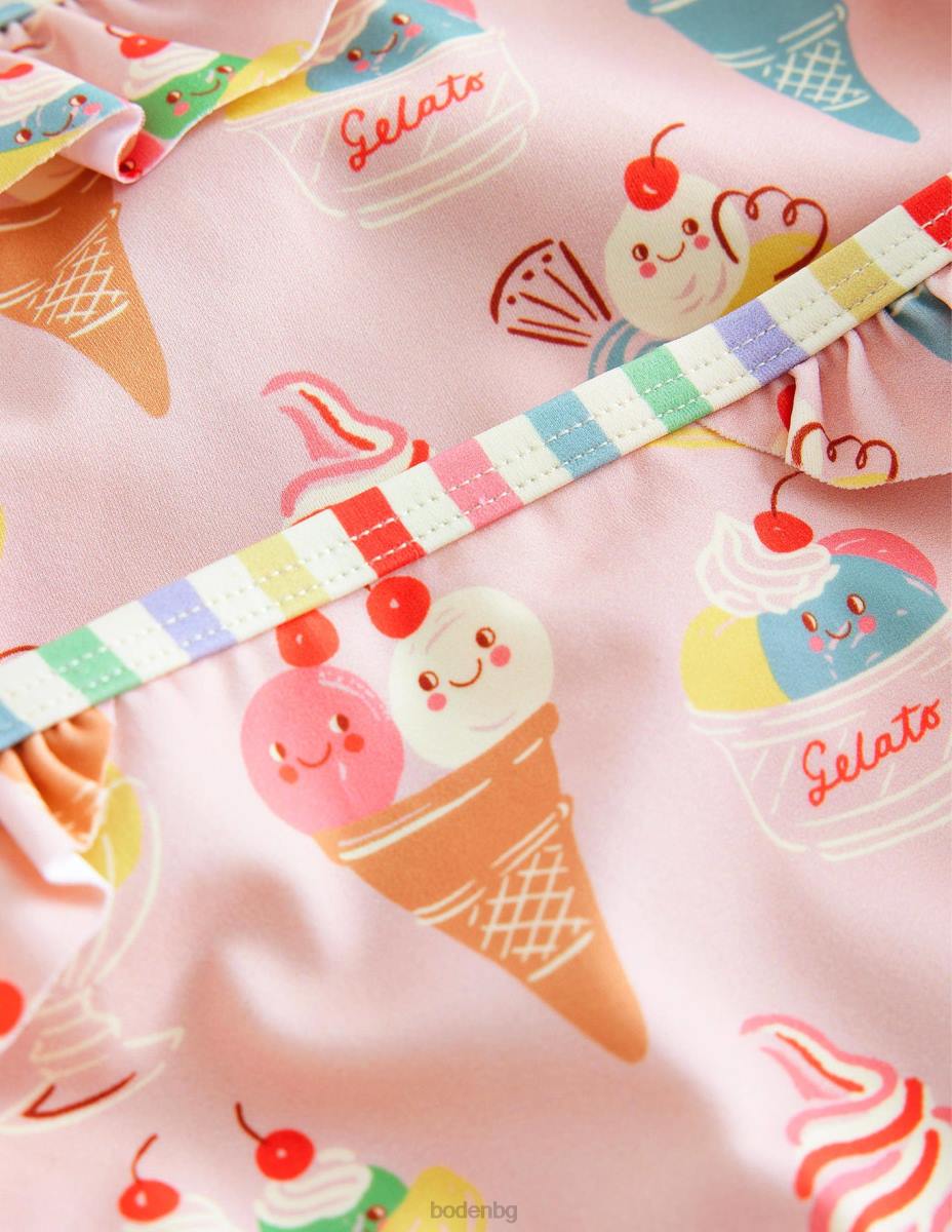 облекло Boden вратовръзка назад бикини с волани френски розов и малък сладолед бебе LL683375